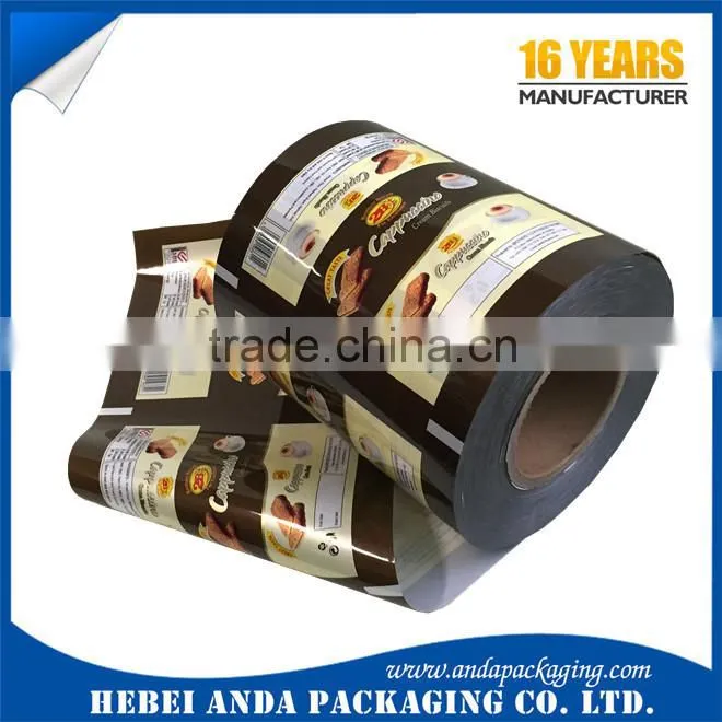 Colorful candy wrapper snack food packaging plastic roll film /snack biscuit laminated packing printing