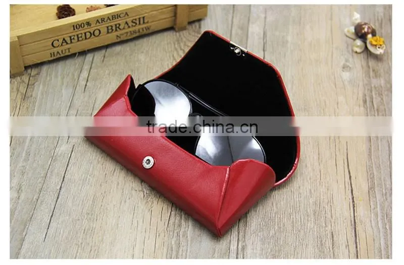 High grade Korea cute soft leather eyeglass case for myopia glasses