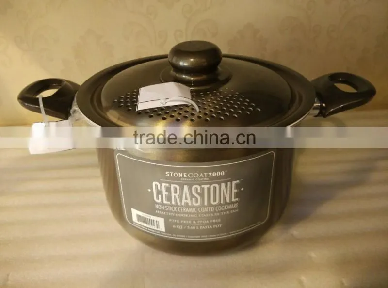 New Aluminum Press Non-stick Cookware Set Stock Pasta Noodle Cooking Pot Little Holes on Lid