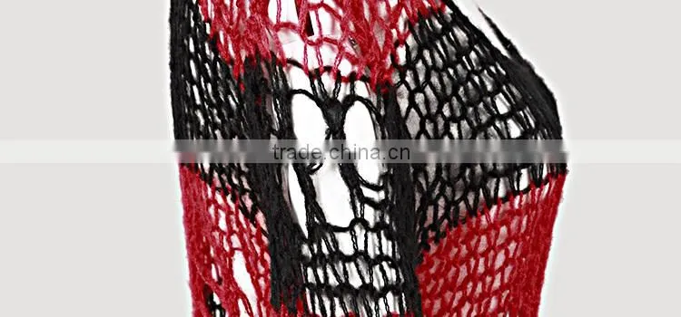 PM-004 Branded Red and Black Fashion Punk Rave Broken Pullover Striped Sweater
