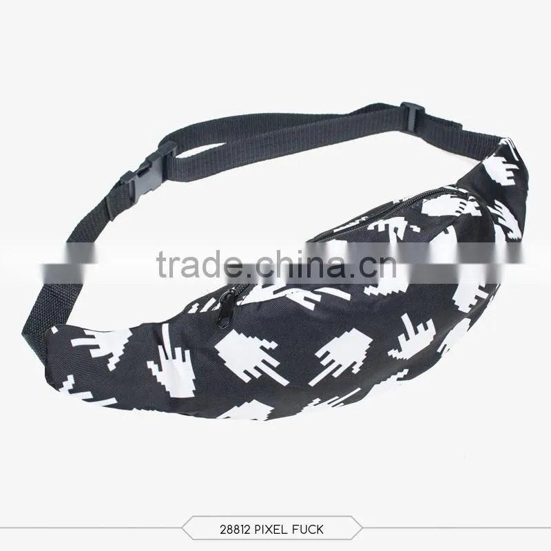 Summer top selling fashion printed running waist bag for ladies sport and leisure