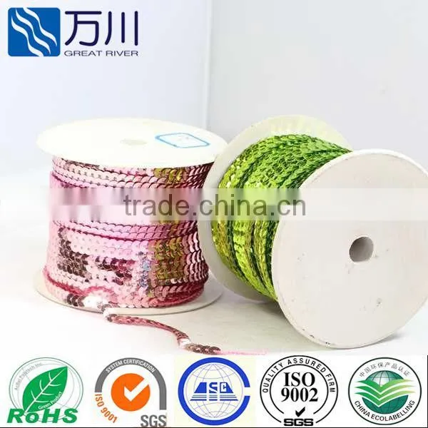 Charming spangle sequin string roll,most popular garment accessories cobalt sequin trimming wholesale