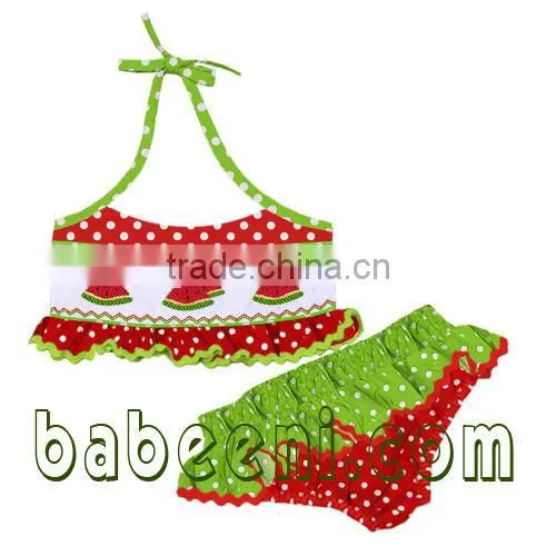 Lovely bananas split hand smocked girl swimwear