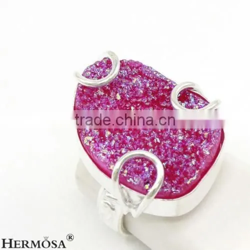 Pretty Pink Titanium 925 Sterling Silver Women Fashion Gemstone Ring