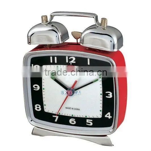 Square metal mechanical alarm clock, table clock