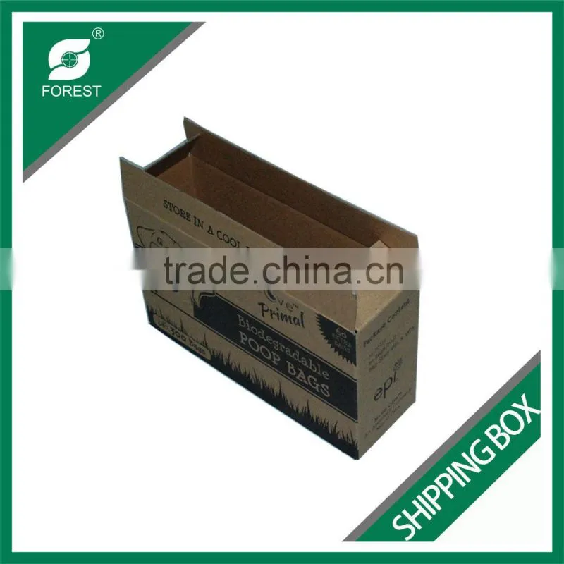 FLEXO PRINTING E FLUTE DISPOSABLE CORRUGATED SHIPPING CARTONS OEM PAPER PACKING BOXES FOR POOP BAGS