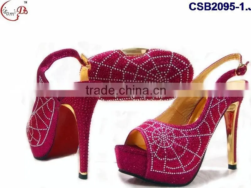 CSB2095 2016 the latest top fashion woman High quality italy style high heel sandal shoes with matching purse/cluth/bag