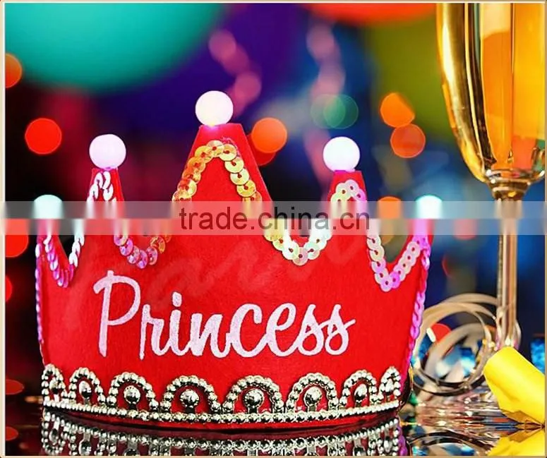 3 functions LED light birthday crown hat for kids