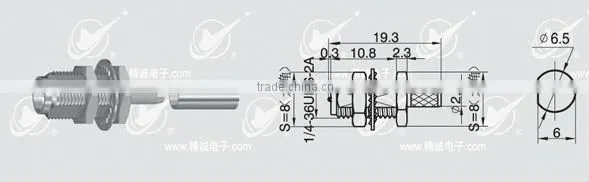Gold Plated Reverse Polarity SMA female body with male pin crimp straight for RG316 cable bulkhead