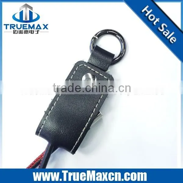 2016 Most Popular Fashional PU Leather Keychain Micro USB Data Cable for Samsung S6/S6 Edge/S7/S7 Edge