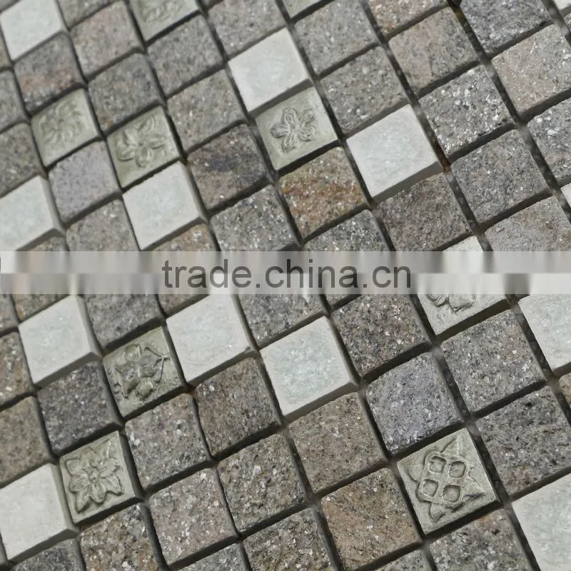 New Design Slate Mix Ceramic and Resin Mosaic Tile for Interior Wall FLYLUS-15