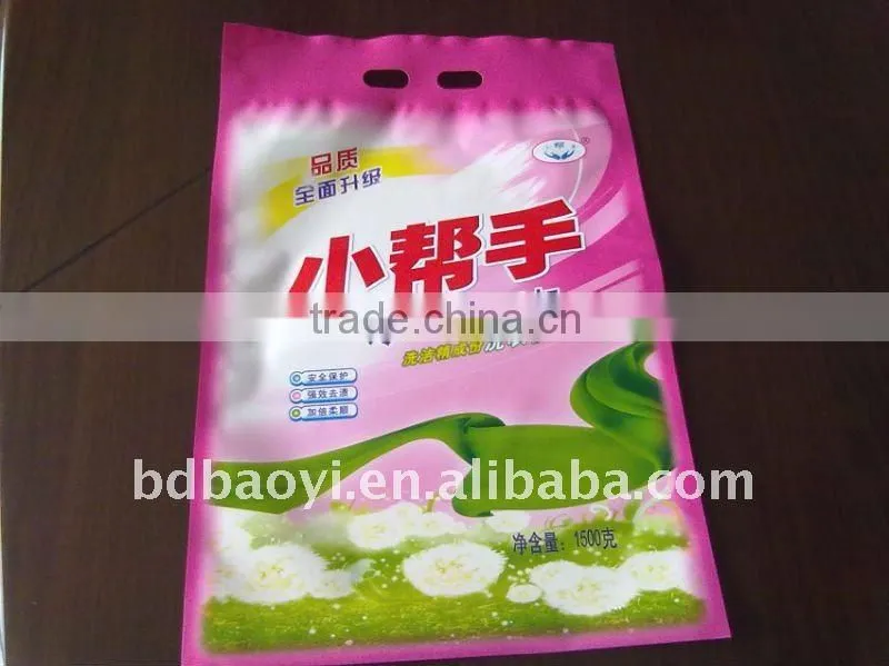 BOPA/LDPE laminated packaging bags with hole for washing powder 2kg