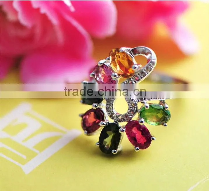 New Arrival Ladies' Gift 925 Stering Sliver Natural Tourmaline Rings