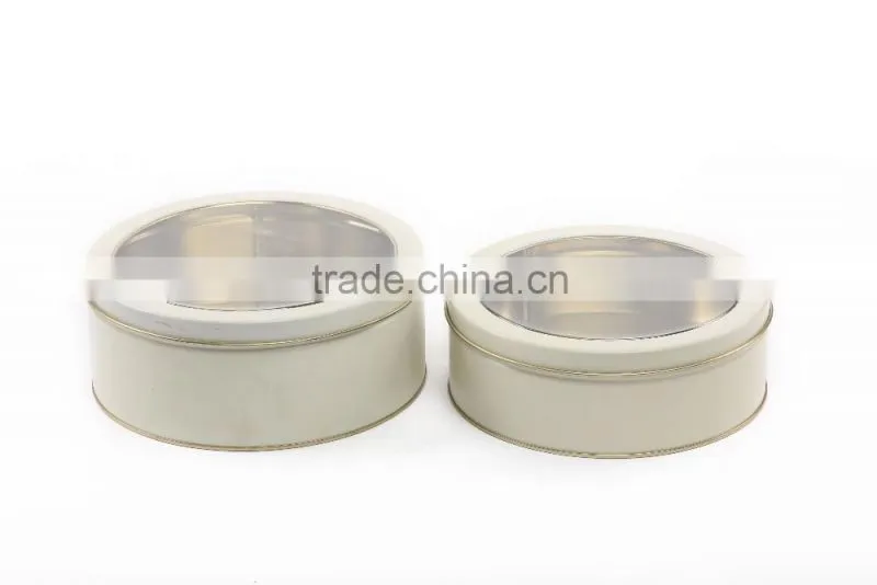 China Wholesale Customized Round Cookie Candy Tin Cans with Clear Window