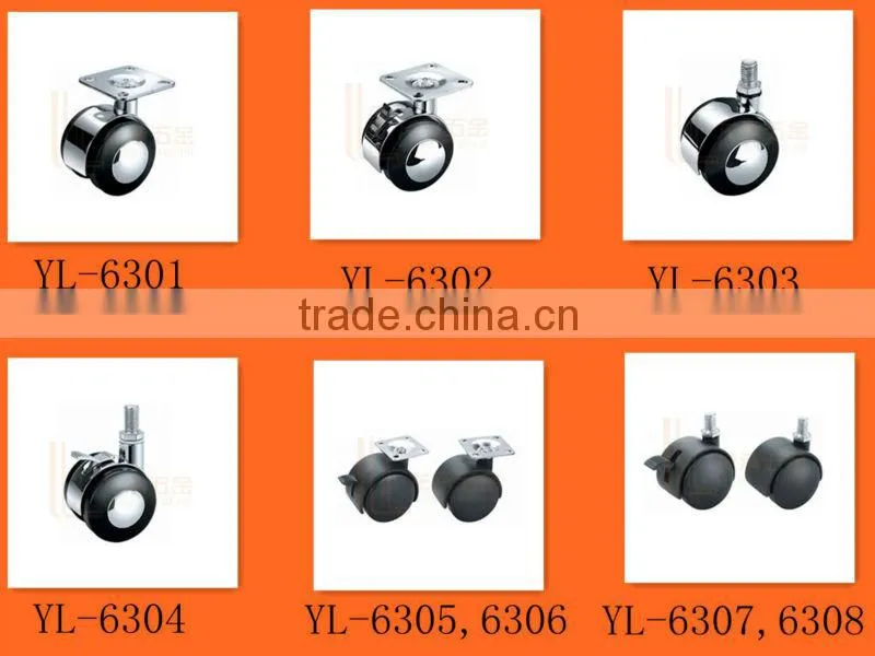 50mm funiture inserted black plastic caster wheel