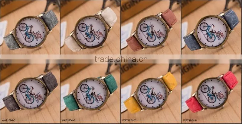 New Handmade Dial Denim Canvas Strap Wrist Watch