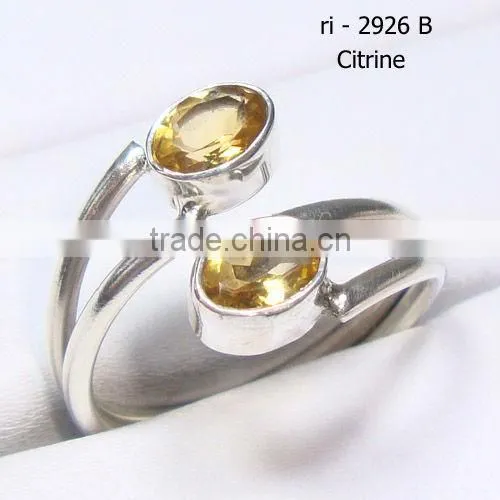 925 Sterling Silver Citrine & Peridot Ring