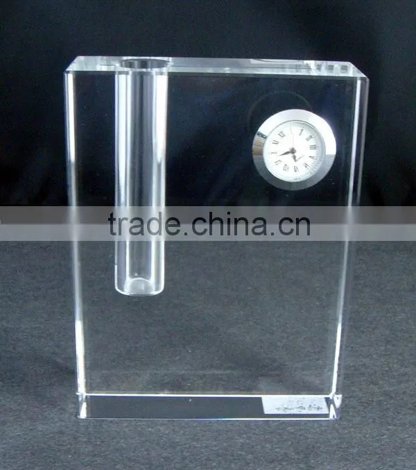 Elegant Transparent Crystal Cube Handmade Clock Gifts GCV042