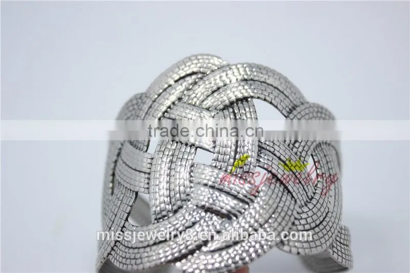 Fashion Silver Knitted Twisted Metal Women Wide Bracelet Fake Woven Cuff bracelets Bangles for 2016 New Accessory