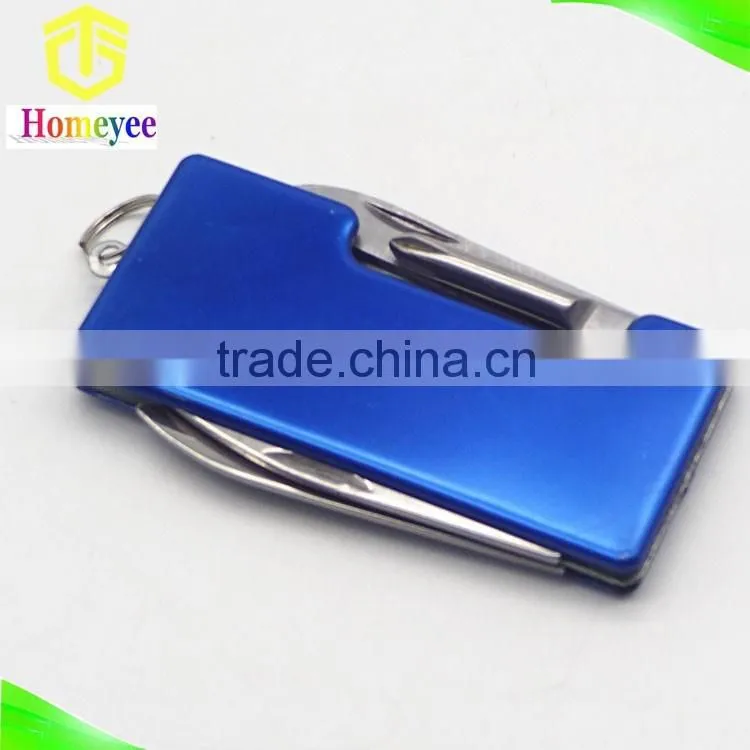 square shape mini pocket knife with scissors and knife keychain/gift knife