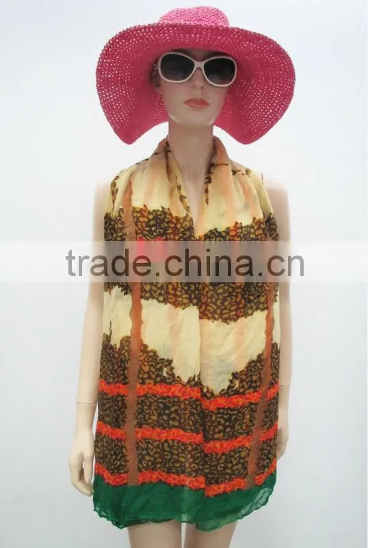 Printed stripes scarf,Leopard scarf 2013,Fashion polyester scarf