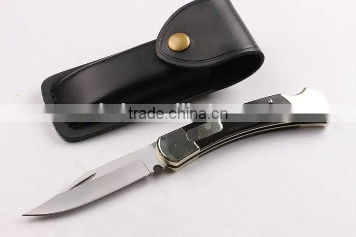 OEM 440 stainless steel folding backlock knife with brass handle