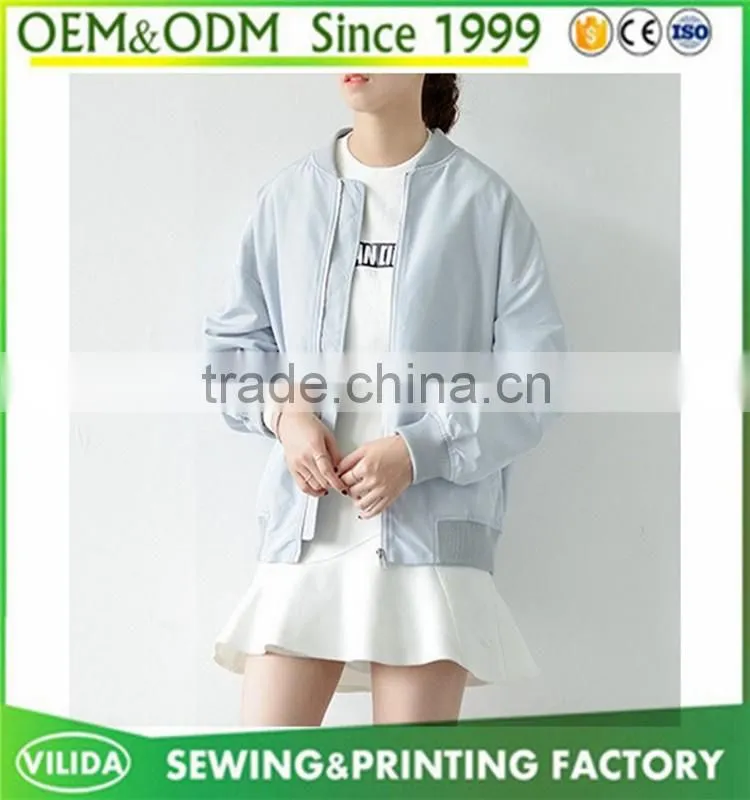 New arrival high quality long sleeve baseball uniform style girl overcoat jacket