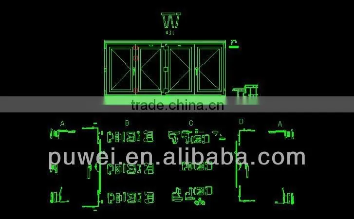 PVC folding sliding door hardware