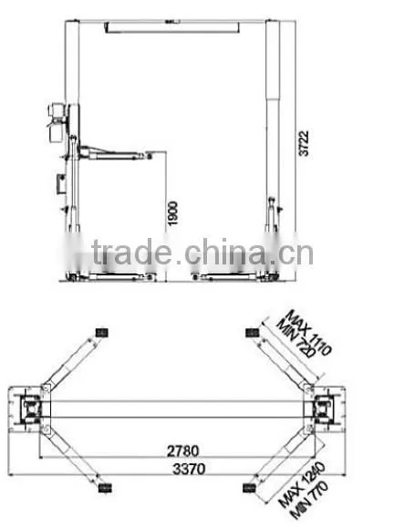 JUNHV hot sale two post automobile lift with CE certificate JH-4000CE