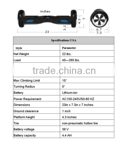 HOT!!!Original IO CHIC Newest model Haverboard 6.5inch/16.5cm 36v 4.4ah Lithium Battery Balance Scooter C