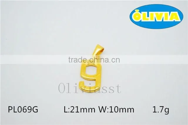 Olivia Wholesale High Quality 2016 Fashion 304 Stainless Steel 0-9 Lucky Number 9 Pendant New Year Gift