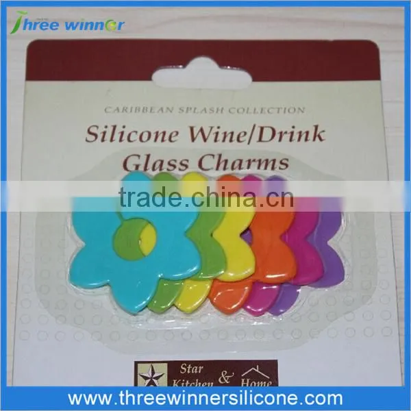 Suction cup wine glass marker silicone Promotional wine markers