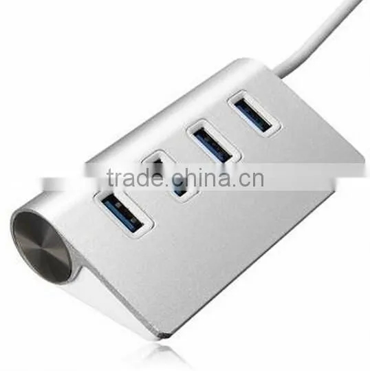 New Portable USB 3.0 4 Port Aluminum USB Splitter Hub With USB Cable