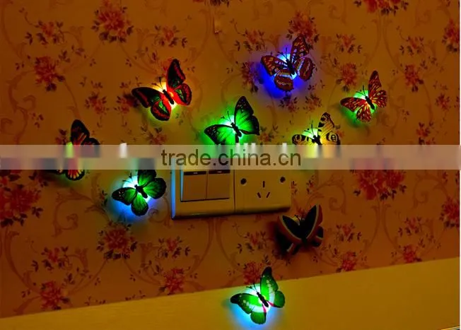 3D wall paper stick on baby night light best decoration bedroom butterfly shape