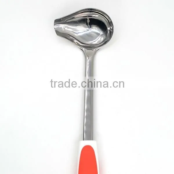 Novel design TPR handle FDA LFGB Grade stainless steel gravy sauce ladle