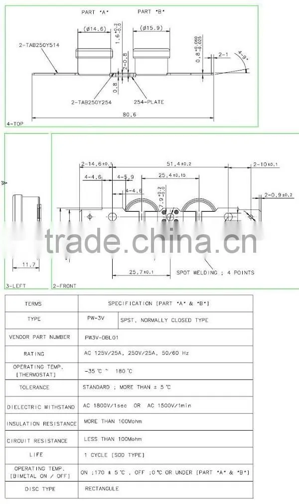 4T-CF2 Twin Snap Action Bimetal Thermostat