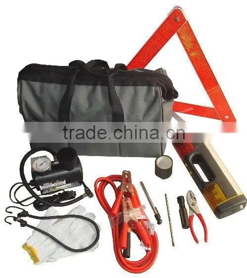 34 pcs Vehicle Emergency Kit with Warning Triangle