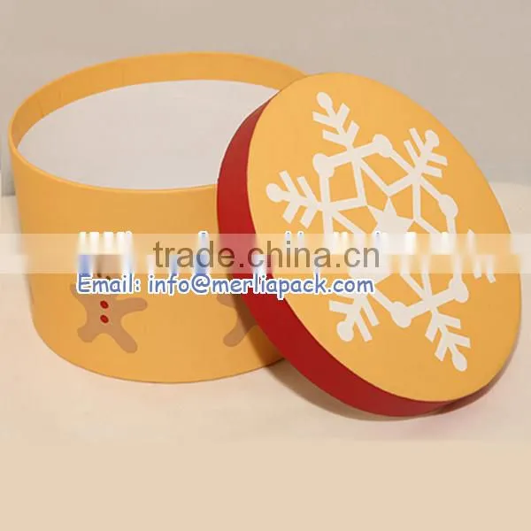 Chic Round Christmas Dolls Gift Box Craft Kids Cake Hat Paper Snowflake Boxes