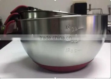 3pcs set Stainless Steel mixing bowl set with silicone