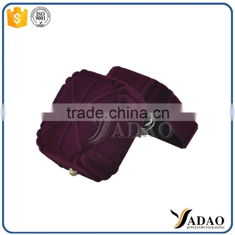 unique high quality purple custom velvet jewelry boxes ring packaging