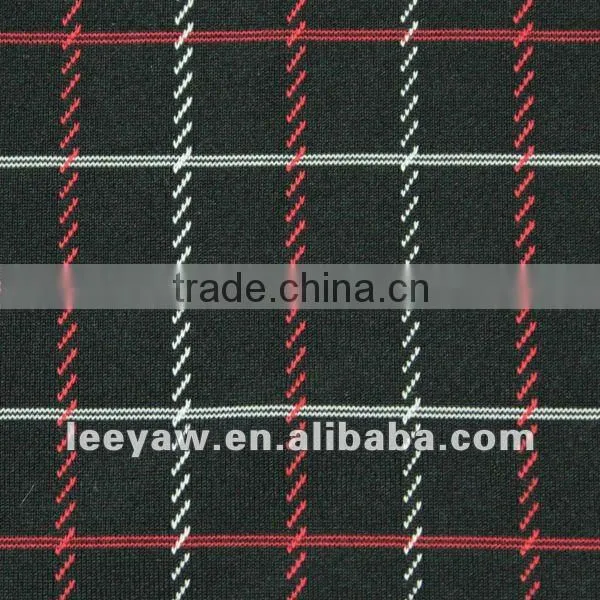 vertical check jersey stripe fabric made of 94% poly and 6% spandex