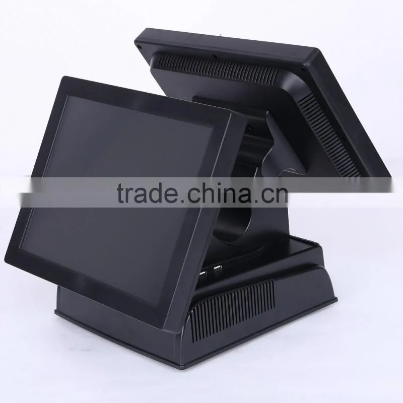 Dual-screen full-flat all-in-one Touch POS machine, 15'' touch POS system, restaurant pos system