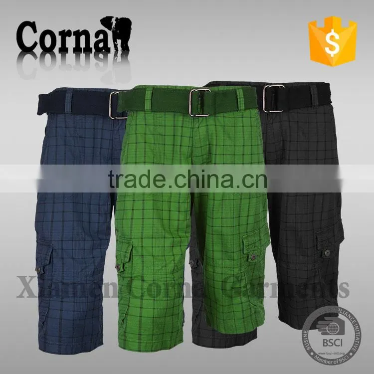 Men multi pocket adjustable waist eco-friendly polyester quick dry men fancy shorts with low price