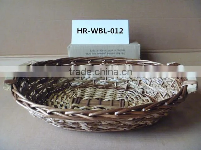 handmade willow handled fruit basket with round or rectangular shape