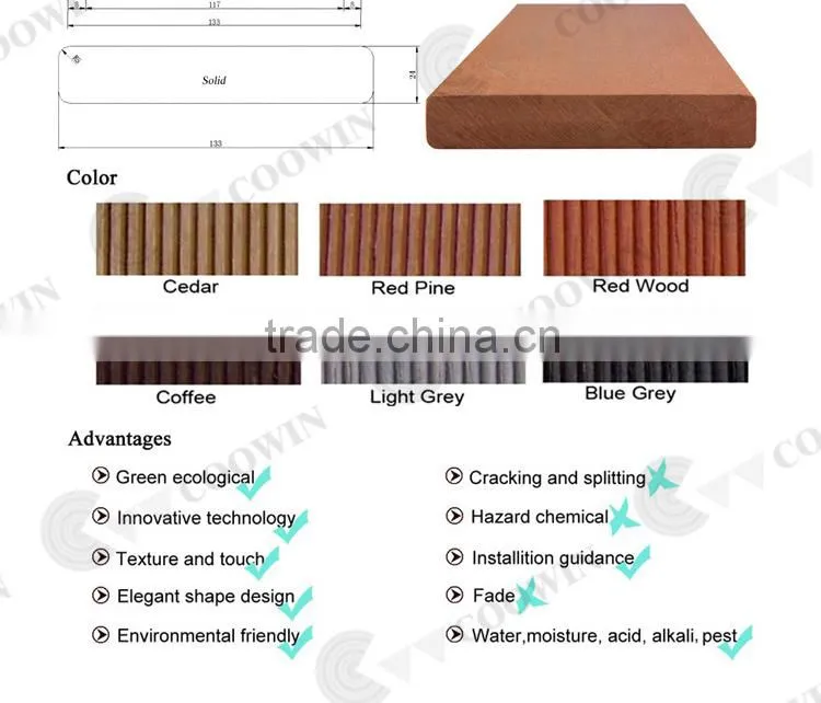 Waterproof solid composite skateboard deck