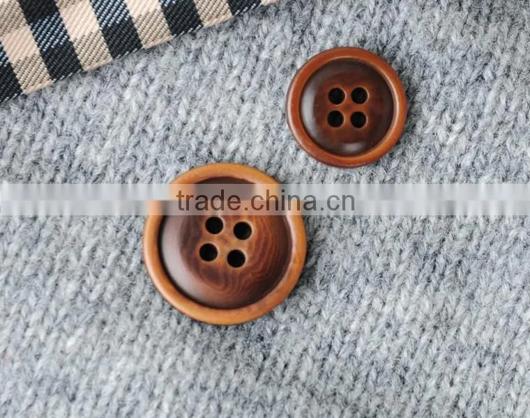 24L& 32L 4 Holes Dark Brown Burnt Natural Corozo Nut Button for Top Class Men's Suit with Border