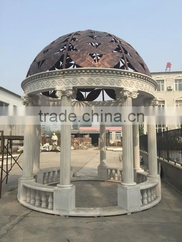 High Quality Carved White Marble Column Gazebo