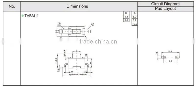 FTVBM11 smt 2 way led touch light switch