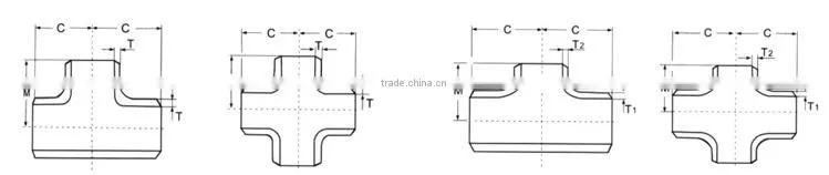 carbon steel/stainless steel butt welding pipe fitting equal cross