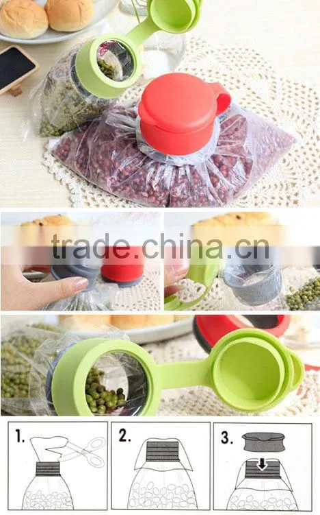 magic bag cap Plastic Food Meat Snack Storage Seal Bag Magic Cap Brand Set of 3 Magic Bag Caps